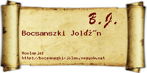 Bocsanszki Jolán névjegykártya