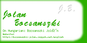 jolan bocsanszki business card